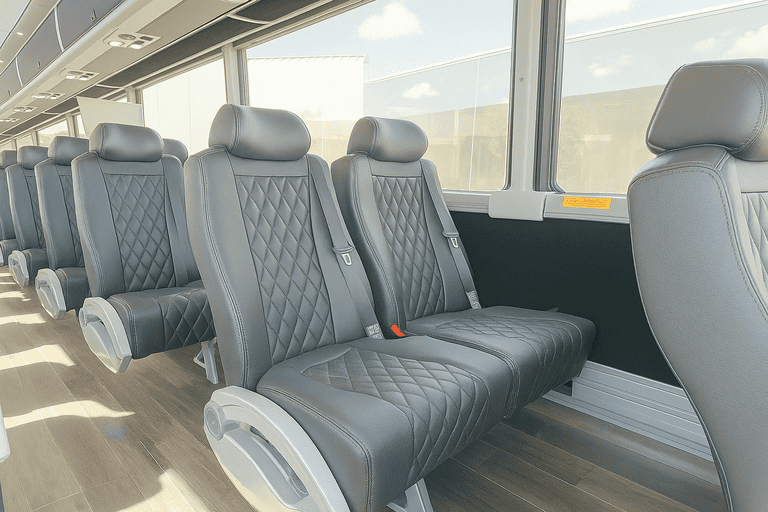 interior of Las Vegas Minibus Company charter bus