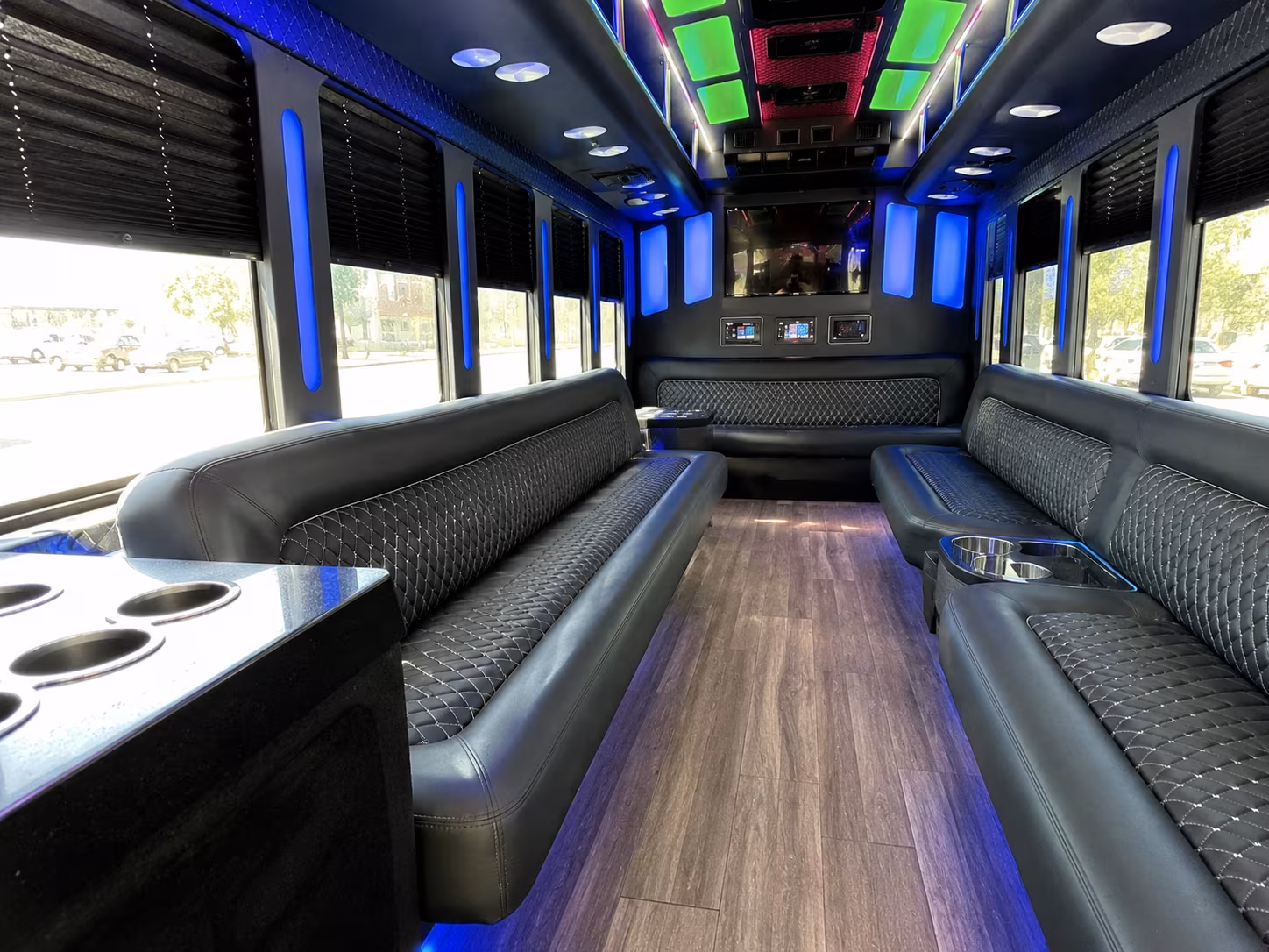 las vegas 15 passenger party bus inside