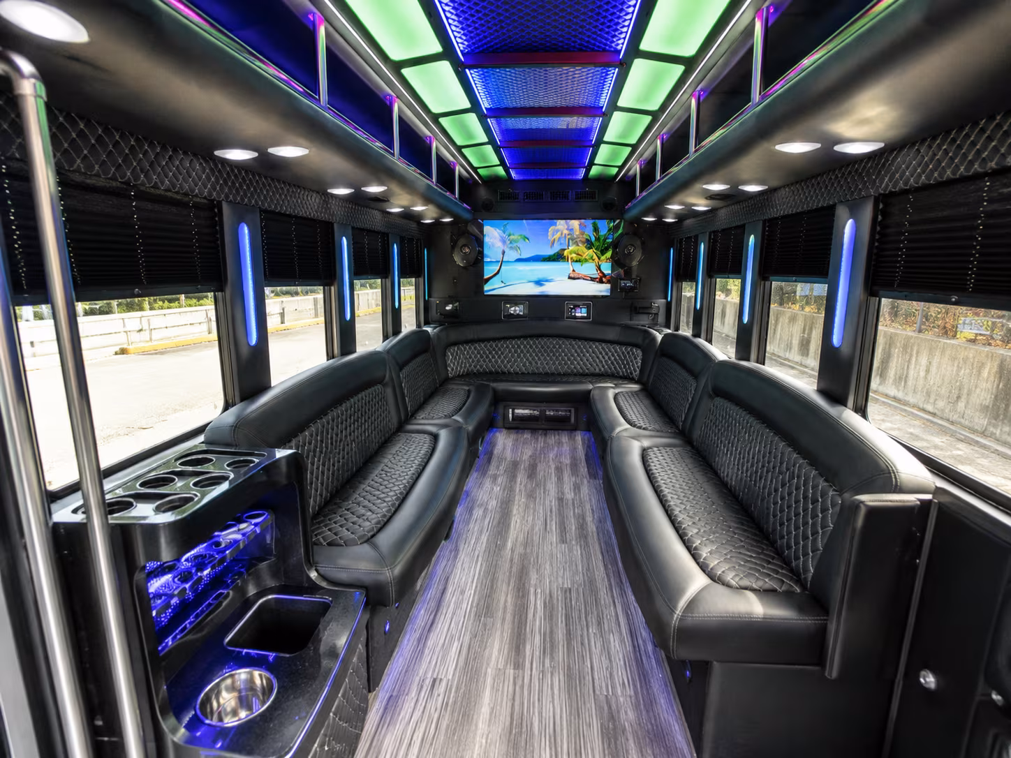 las vegas 18 passenger party bus inside