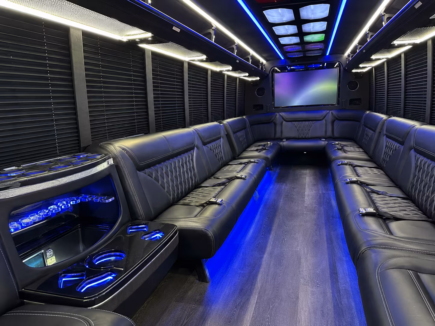 las vegas 20 passenger party bus inside